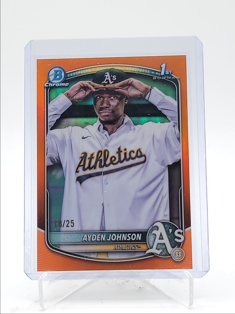 AYDEN JOHNSON 2025 BOWMAN CHROME 1ST TRUE ORANGE REFRACTOR /25 Q5369
