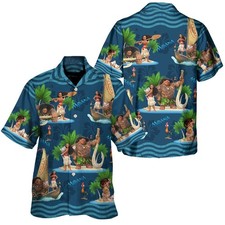 Moana And Maui Hawaiian Button Down Shirt Unisex Adults S-5XL