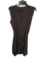 Ann Taylor V-neck Belted dress Medium Olive Green Business Classic 