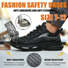 Plus Size Men Steel Toe Cap Safety Shoes Rotating Buckle Breathable Work Boots