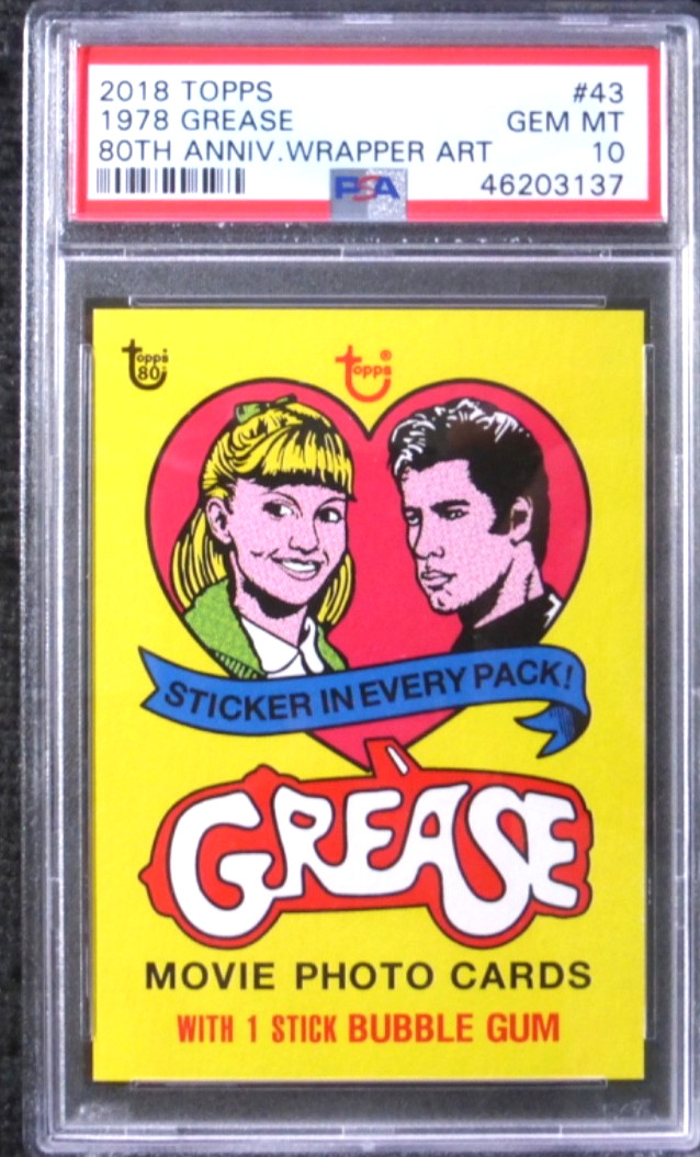 2018 Topps 80th Anniversary Wrapper Art Card 1978 GREASE JOHN TRAVOLTA 43 PSA 10