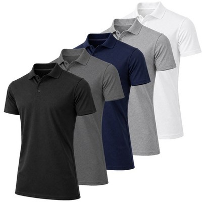 Men s 5-Pack Short Sleeve Pique Polo Shirt   Modern-Fit Casual & Golf Shirt