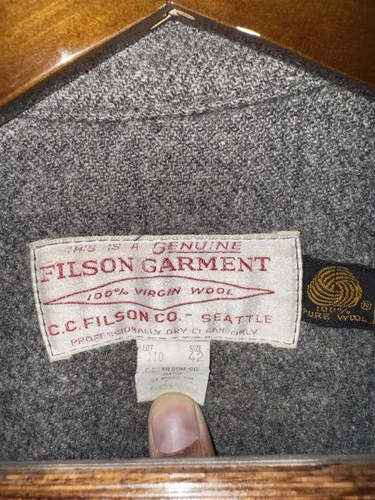 Filson Mackinaw Men's Wool Cruiser Jacket 42 44 Grey Style 110 80s Woolmark image 3