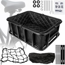 Bike Basket Rear, Bicycle Basket with Liner Bag, Waterproof Cover Cargo Net...