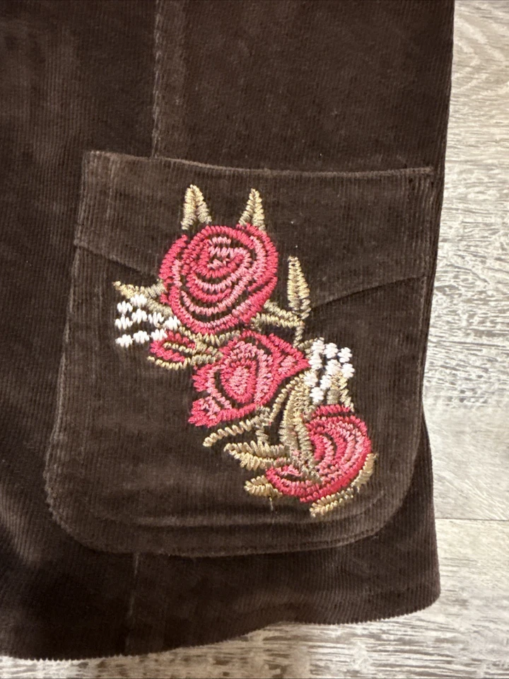 Chaqueta De Pana De Colección Marrón Bordada Floral Boho Western y2k Otoño Blazer Talla M Foto 3 de 4