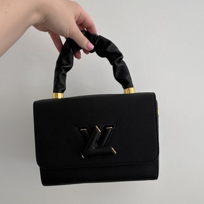 Louis Vuitton Black Top Handle Bag Gold Hardware Logo Flap Closure