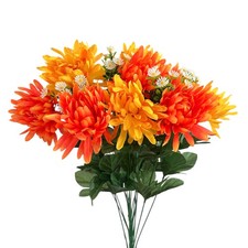 Künstlicher Dahlien-Strauß ca 55cm. Großer Blumenstrauß Sommerstrauß Orange Gelb