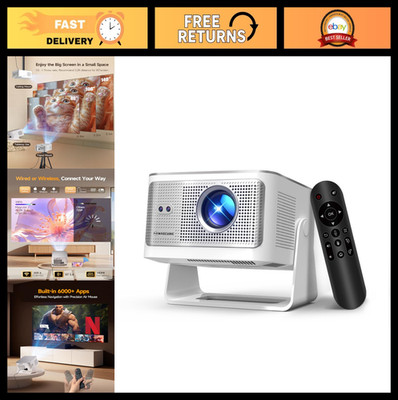 4K 8K Smart Mini Projector, WiFi 6 Bluetooth 5.4, 600 ANSI, Auto Focus, Portable