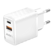 Netzteil, 15W Dual USB-A Qc 3.0 + USB-C Pd SchnellladegeräT, Akashi - Weiß