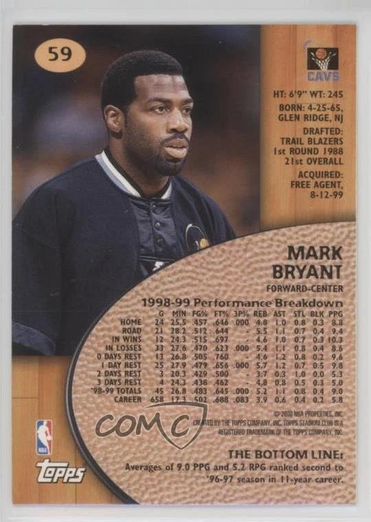 1999-00 Topps Stadium Club Mark Bryant #59 - Image 2 of 2