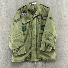 VTG US Army Coat Medium Short Green Cold Weather Field OG 107 M65 Jacket 80s