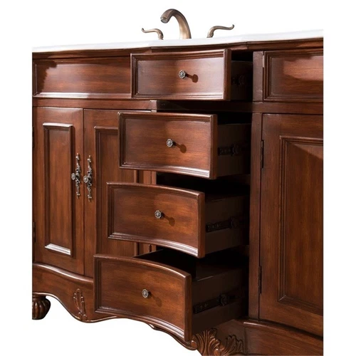 Elegant Decor Windsor 60" Wood Double Bathroom Vanity in Brown Teak - Picture 9 of 15