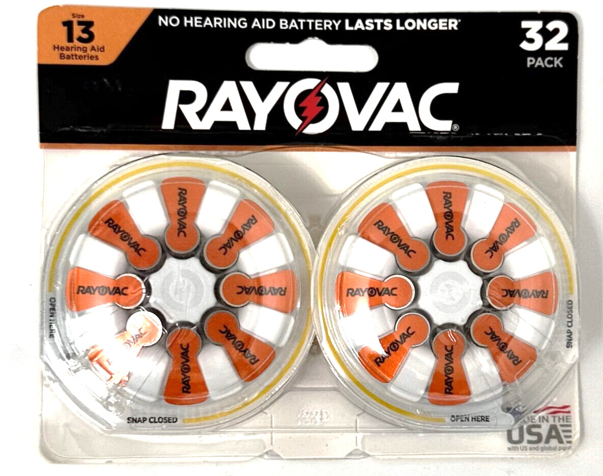 Batteries Rayovac Size 13 Hearing Aid 32 Pk, Expires 3/2025 NEW IN PACKAGE