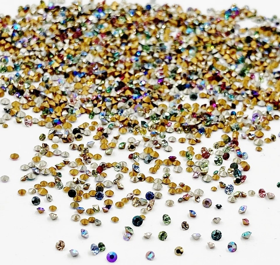 400 Vintage Swarovski Crystal 1mm. To 2mm. Tiny Rhinestones - Jewelry Repair J48 - Image 3 of 4