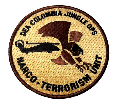 DEA COLOMBIA JUNGLE OPS NARCO TERRORISM UNIT TAN PATCH (PD13)