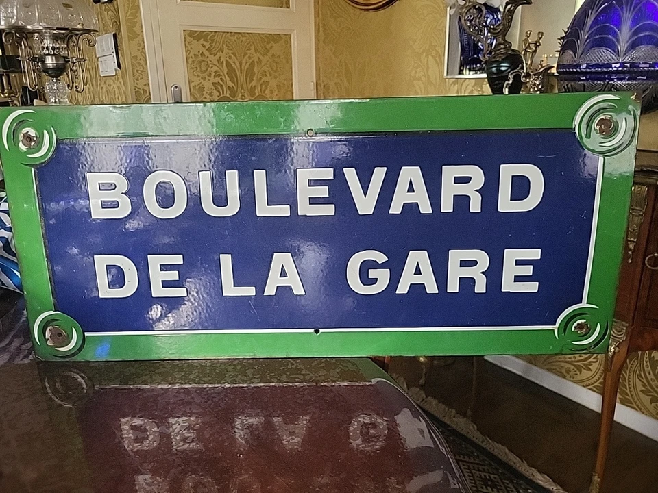 Ancienne Plaque De Rue Émaillée Paris Boulevard De La Gare L 80 X 35 CM - Photo 2/4