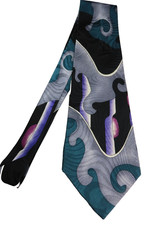 Valentino Pietro Pure Silk Mens Colorful Abstract Necktie Hand Made in USA EUC