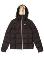 Giacca imbottita con cappuccio Ellesse donna Heritage UK 10 piccola nylon nero AT19