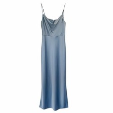 BHLDN Cali Blue Satin Cowl Neck Dress Sz 2