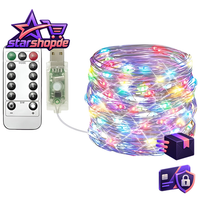 Lichterkette 10M 100LED Warmfarbe USB Kupferdraht Mit Fernbedienung 8 Modi