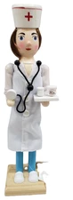 Wooden Christmas Nutcracker with defect,15", NURSE WITH TRAY & STETHOSCOPE,BO,sp