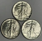1937-P (AU) 1942-P (MS) 1943-P (AU) Walking Liberty Silver Half Dollars Original