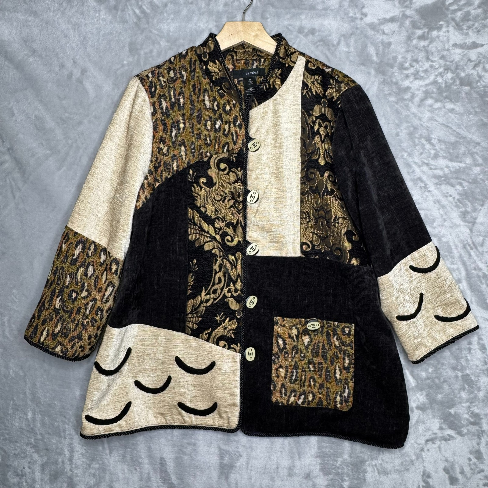 Ali Miles Jacket Womens Medium Patchwork Tapestry… - image 1