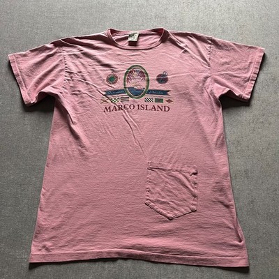 Vintage Marco Island Florida Long T Shirt Adult One Size Pink Pocket Travel
