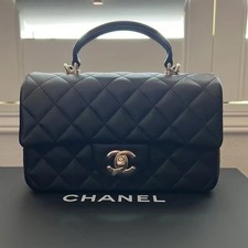 Chanel Kelly Black Top Handle Nano Mini SLG P...