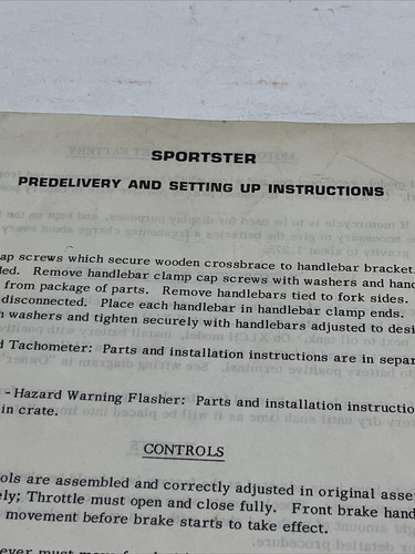 1970’s Harley Davidson “Sportster” Pre delivery And Set Up Instruction Sheet AMF - Picture 3 of 11