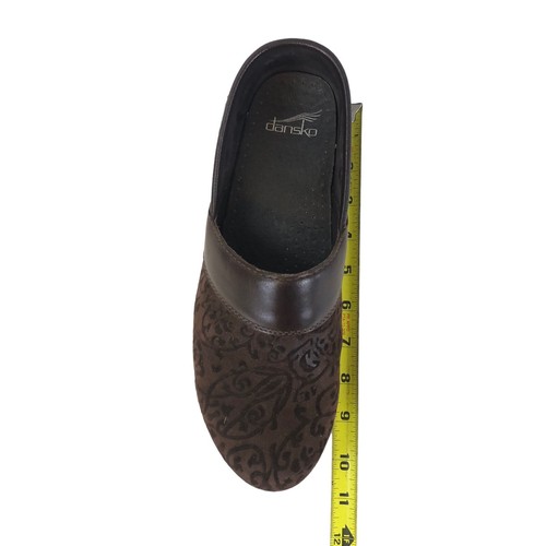 Dansko Prima Brown Floral Suede Leather Clogs, Women's Size 40 EUR / 9.5-10 US - Picture 8 of 9
