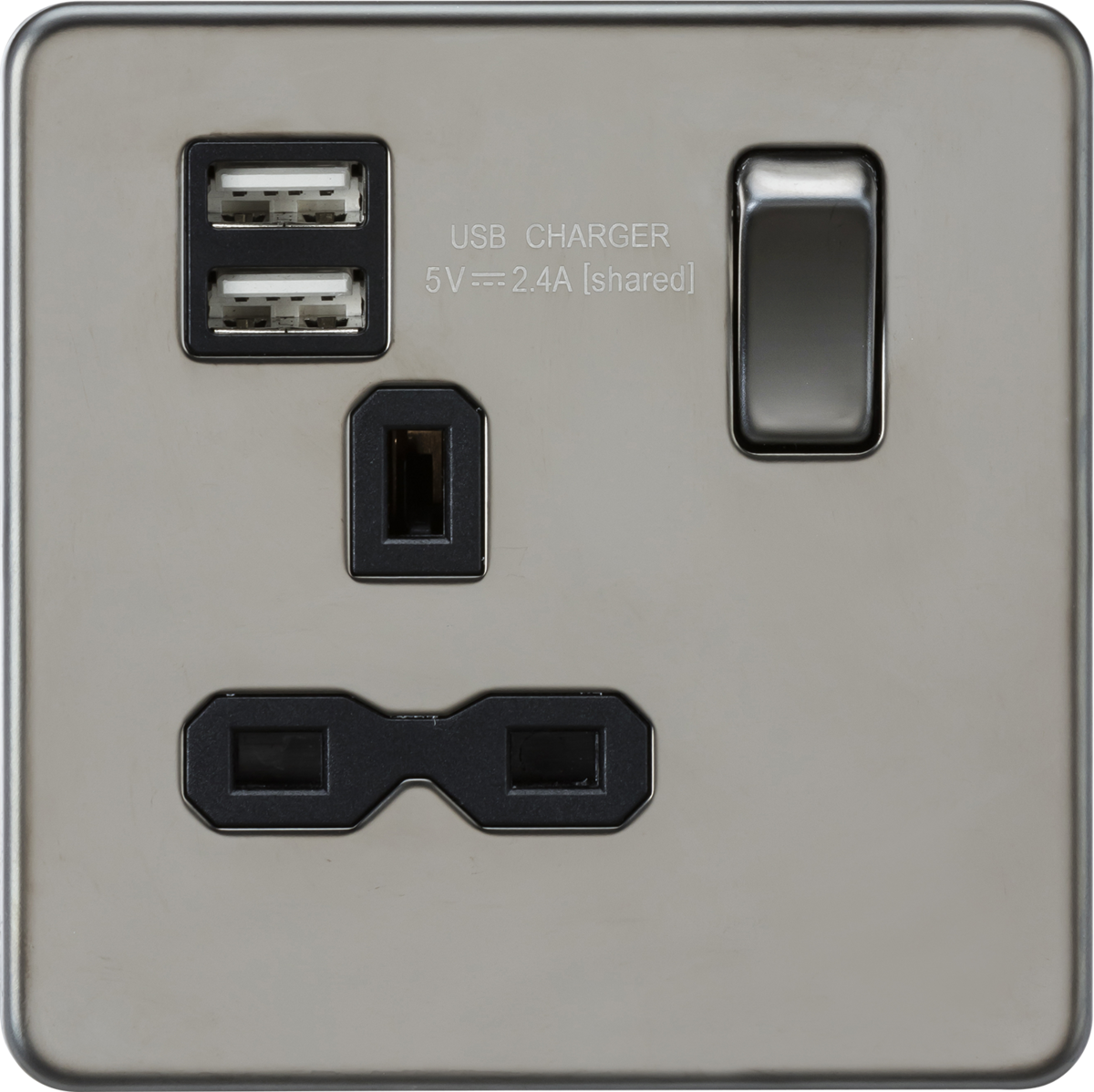 Knightsbridge Screwless Rj45 Network Outlet Black Nickel X1 for 