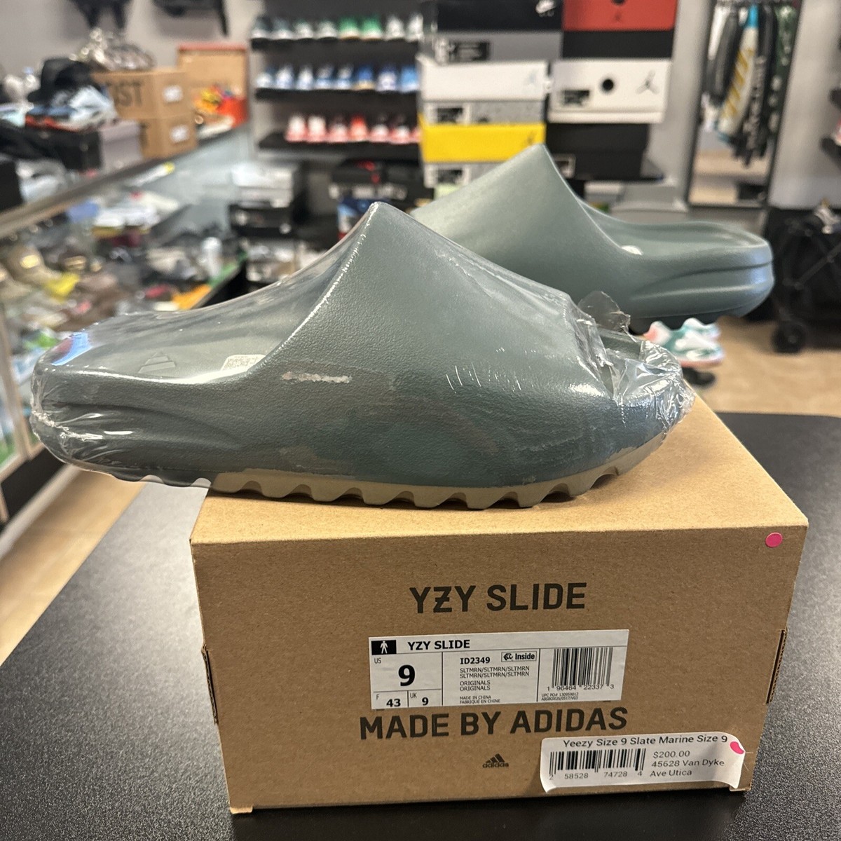 Size 9 - adidas Yeezy Slide Slate Marine ID2349 | eBay