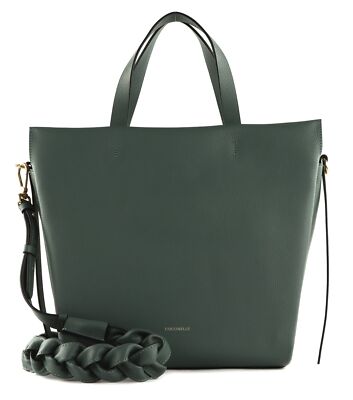 COCCINELLE Boheme Grana Double Handbag Double Grainy Leather Tasche petrol