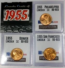 1955-P, D, S Full Red Uncirculated Lincoln Cent Set of 3 coins