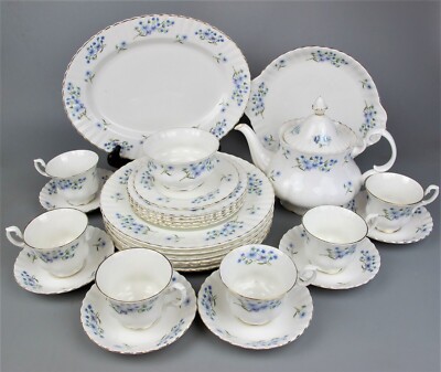 Richmond ''Blue Rock'' Tafelservice Set. 6 Gedecke. Teller Tassen. Blau Vintage.