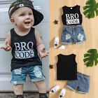 Toddler Baby Boys Letter Clothes Summer Tank Tops Denim Shorts 2Pcs Set Outfits