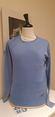 Baumwollpullover Rundhals Gaudy Jeans hellblau Größe Small