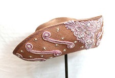 Vintage Mr John Classic Wide Brim Dusty Rose Beaded Derby Church Wedding Tea Hat