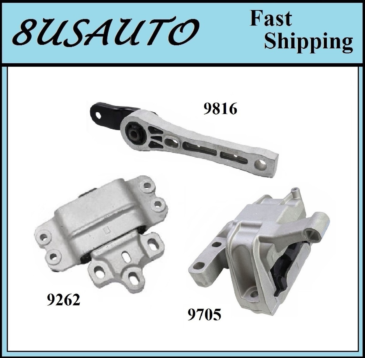 3PCS MOTOR & TRANS MOUNT FIT 2009-2017 VOLKSWAGEN TIGUAN 2.0L