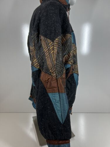 Vintage Wool Blend Multi Colored Multi Material Jacket Teen LARGE Retro Geometry - Picture 12 of 12