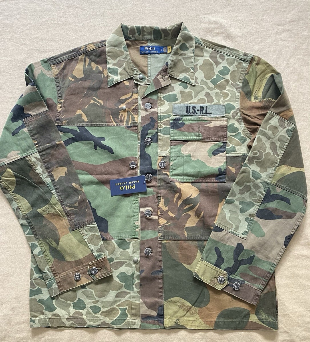 ラッセルノ Russeluno PATCH WORK CAMO POLO Polo Ralph Lauren Men's Patchwork Camouflage Twill Long Sleeve