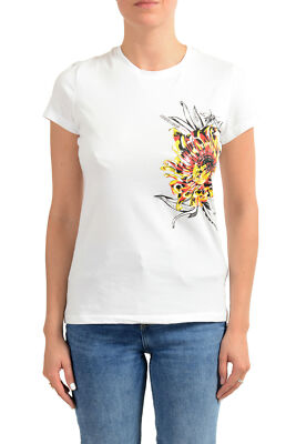 Roberto Cavalli ''Sport'' Women's White Graphic Print Crewneck T-Shirt XS S M L XL