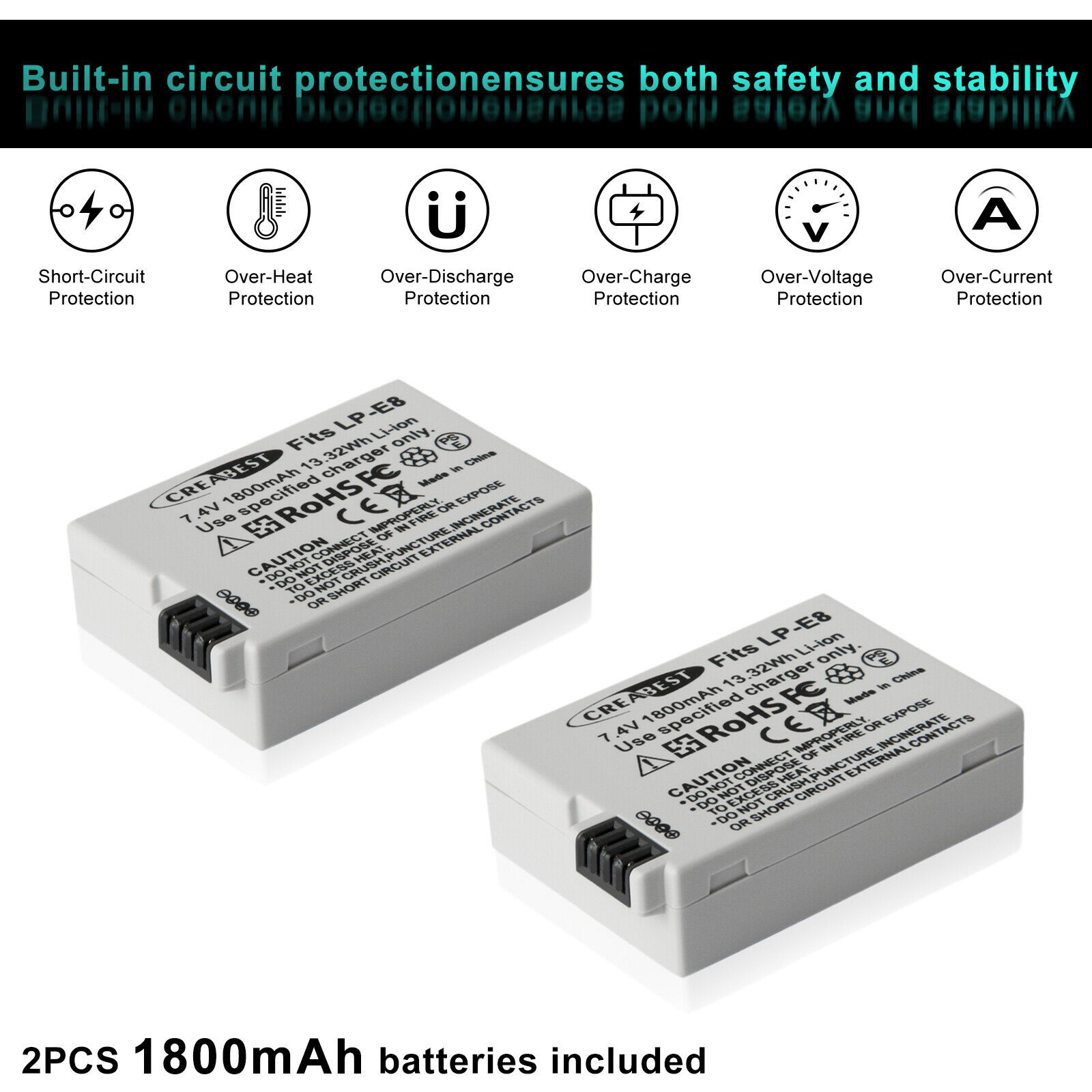 2x 1800mAh LP-E8 Akku Ladegerät Für Canon EOS 700D 600D 550D 650D Rebel T5i X4