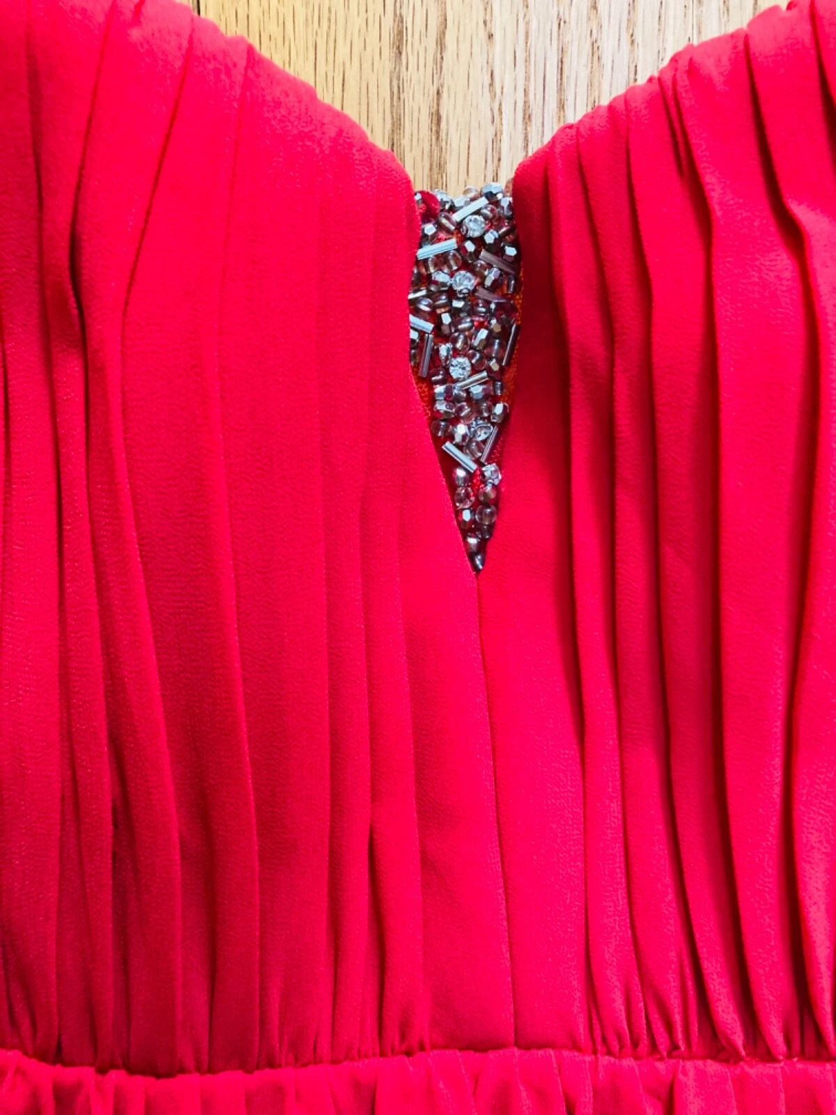 UNDERCOVER Abito da cocktail prom in chiffon rosso Secret Hearts taglia 3