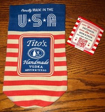 Tito's Vodka Drawstring Canvas Bag, Red White & Blue, Made in USA Patriotic
