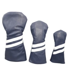 Brief Line Leather Driver Fairway Wood Hybrid Golf Club Head Covers 1/3/5/H Set