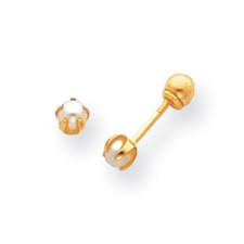 14K Yellow Gold 3mm FCW Pearl Reversible Ball Stud Earrings Madi K Kid's Jewelry