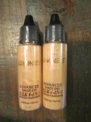 2 Luminess Airbrush Silk 4-In-1 Shade 030 & 040 Advanced Foundation .50oz~Sealed
