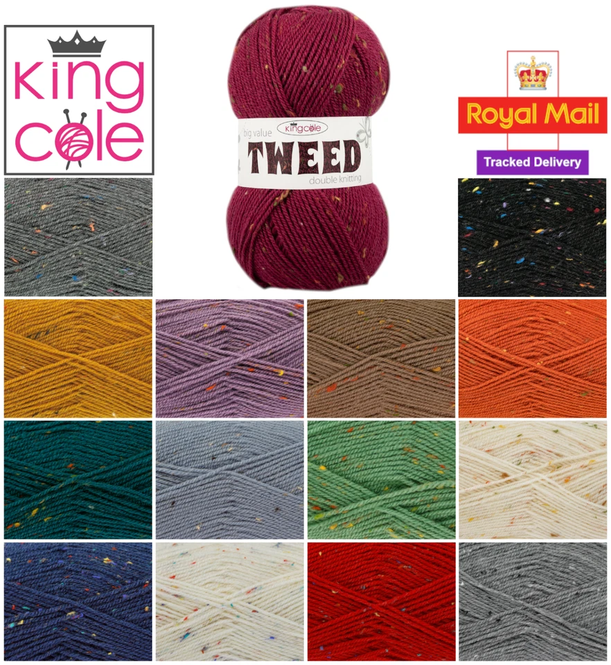 King Cole Big Value Tweed DK 100g Fleck Knitting Crochet Yarn